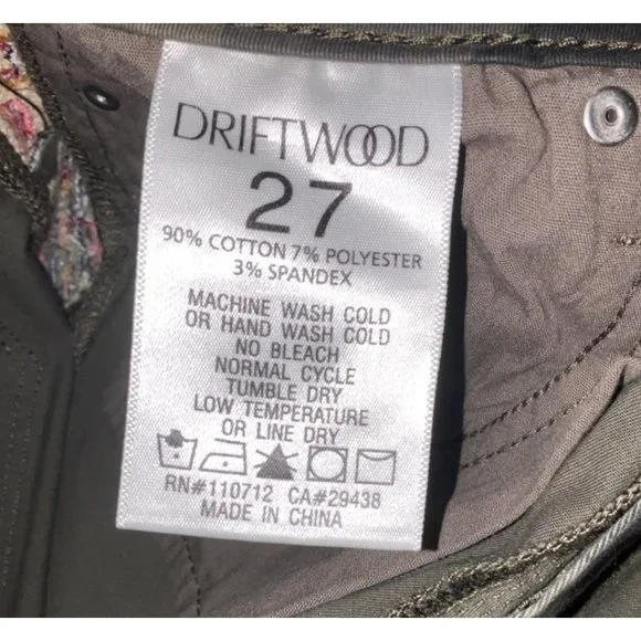 Driftwood Jackie womens pants size W27 L28 camo print embroidered sides - Picture 9 of 12